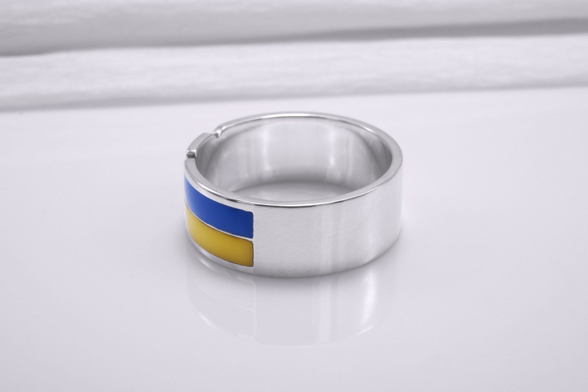 925 Silver Ukrainian Trident Ring with Flag, Made in Ukraine Jewelry - vikingworkshop