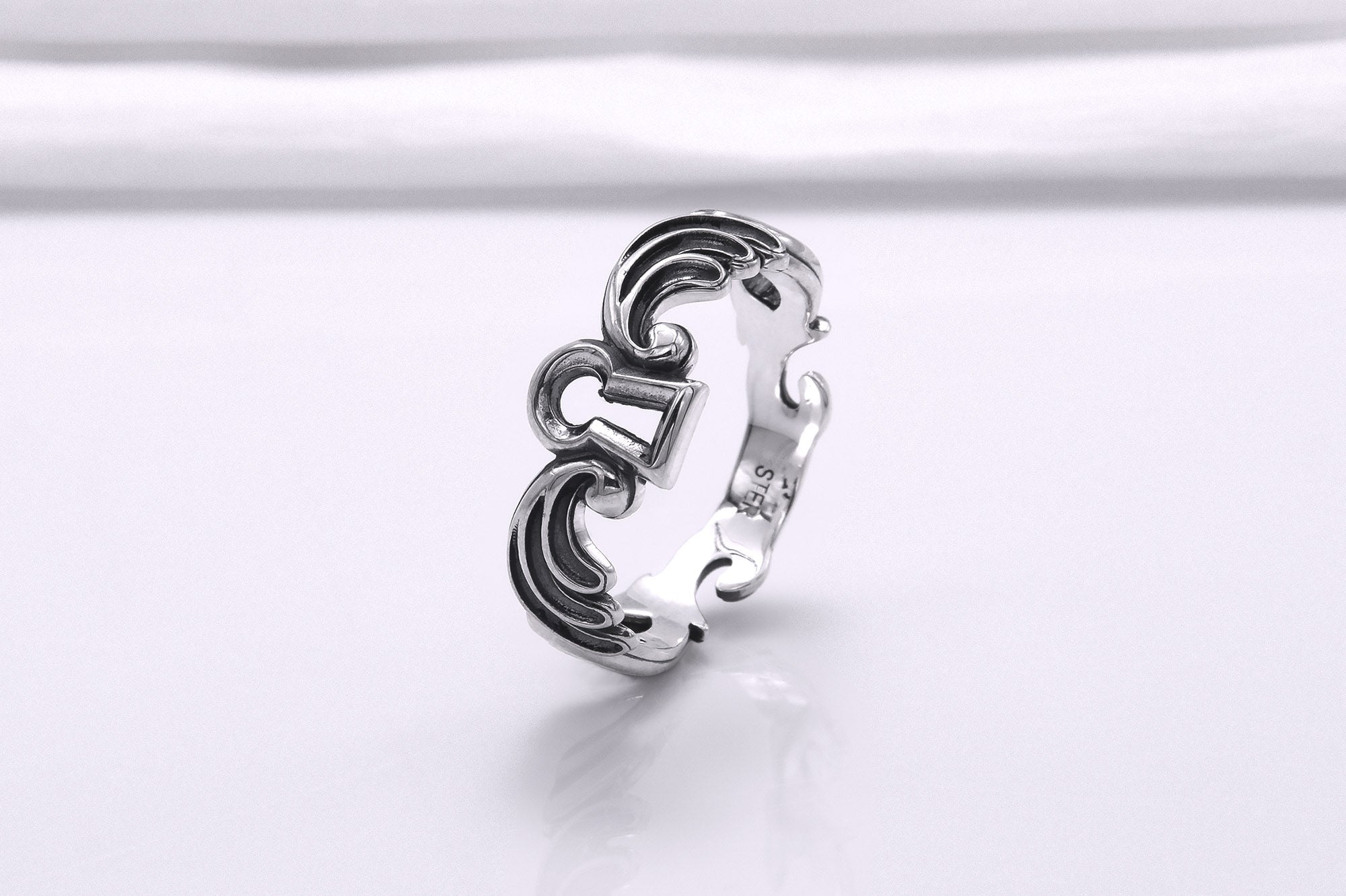 Sterling Silver Keyhole Band Ring, Handcrafted Fashion Jewelry - vikingworkshop