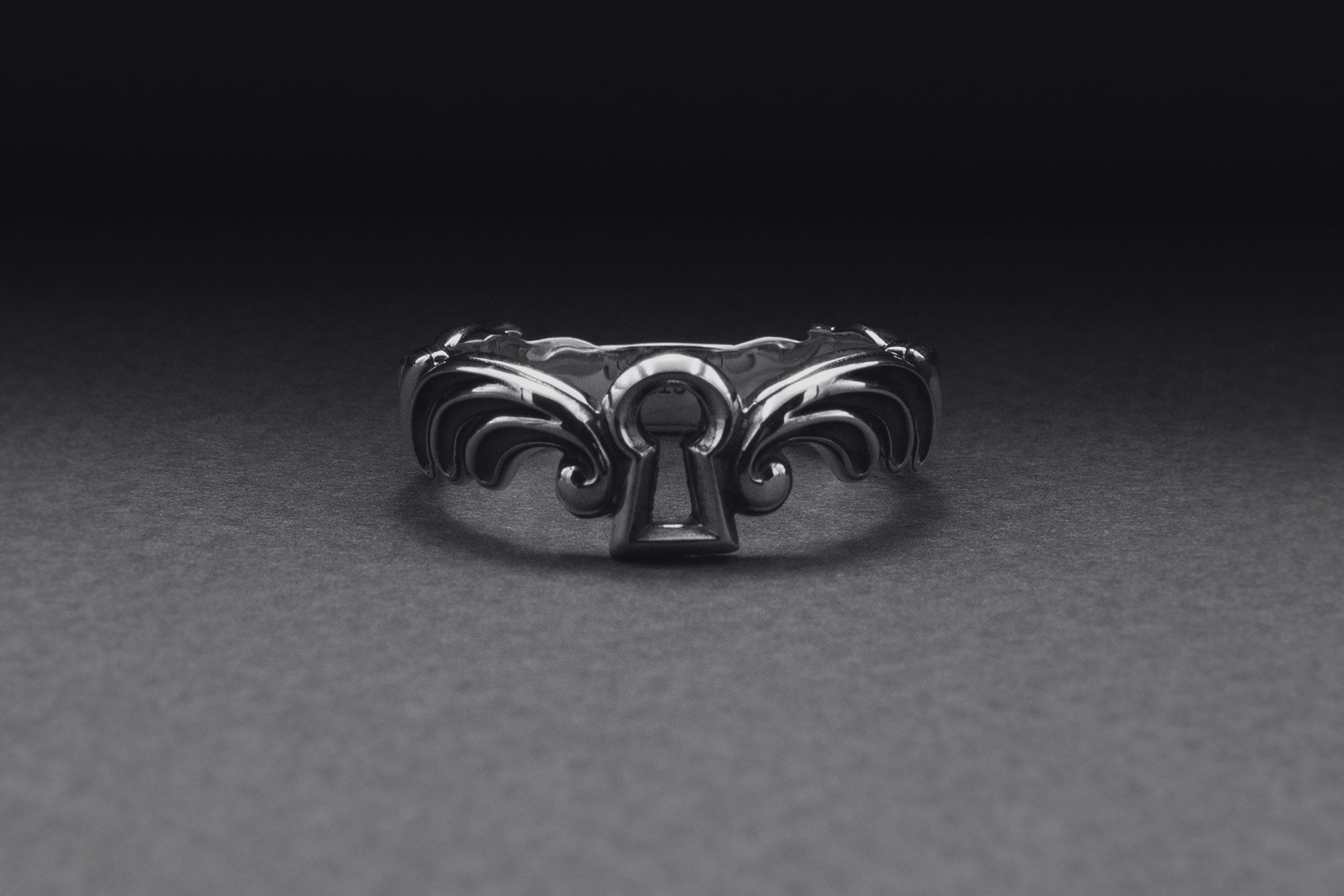 Sterling Silver Keyhole Band Ring, Handcrafted Fashion Jewelry - vikingworkshop