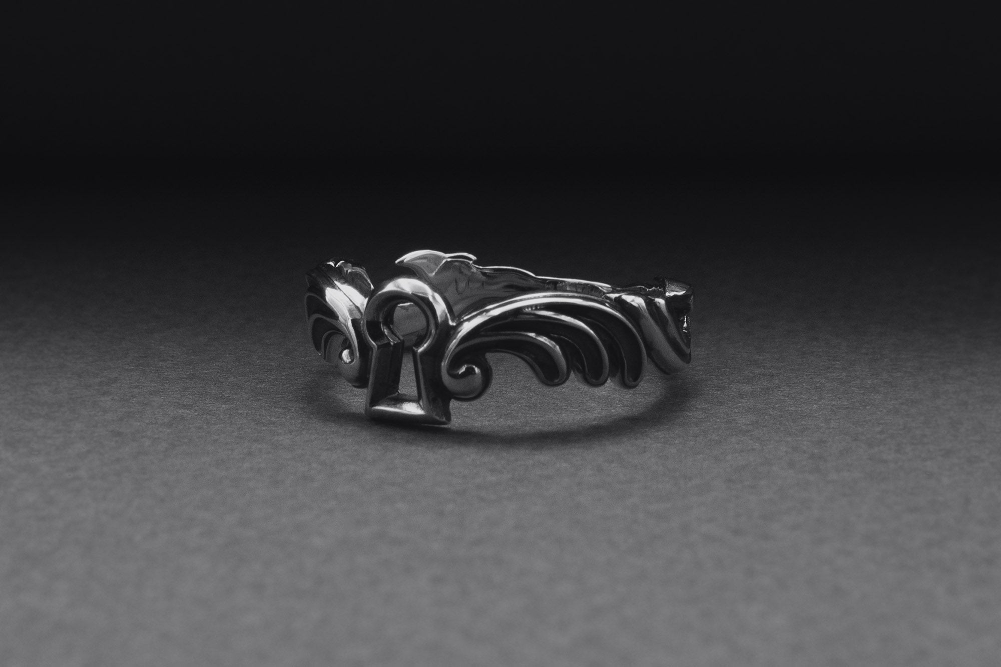 Sterling Silver Keyhole Band Ring, Handcrafted Fashion Jewelry - vikingworkshop