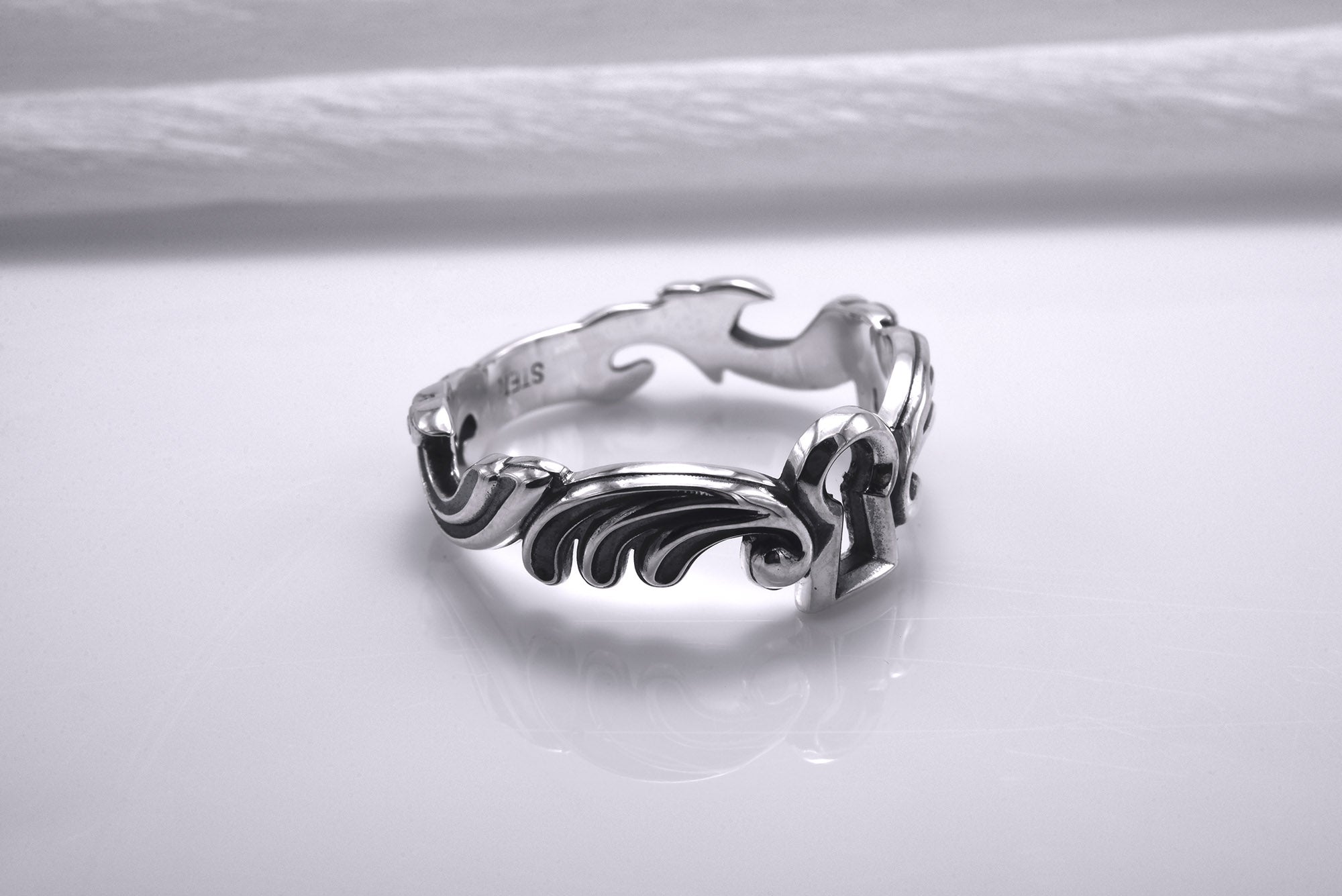 Sterling Silver Keyhole Band Ring, Handcrafted Fashion Jewelry - vikingworkshop