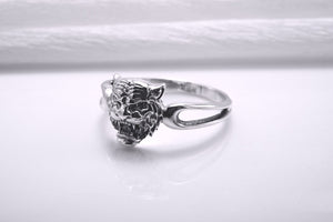 925 Silver Tiger Ring, Handmade Animal Jewelry - vikingworkshop