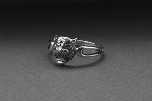 925 Silver Tiger Ring, Handmade Animal Jewelry - vikingworkshop