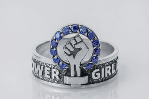 Girl Power Ring with Gems, 925 Silver - vikingworkshop