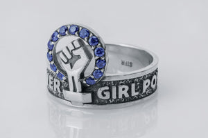 Girl Power Ring with Gems, 925 Silver - vikingworkshop