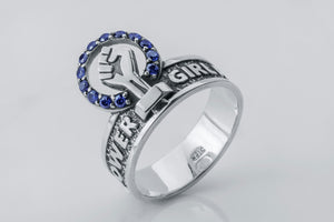 Girl Power Ring with Gems, 925 Silver - vikingworkshop