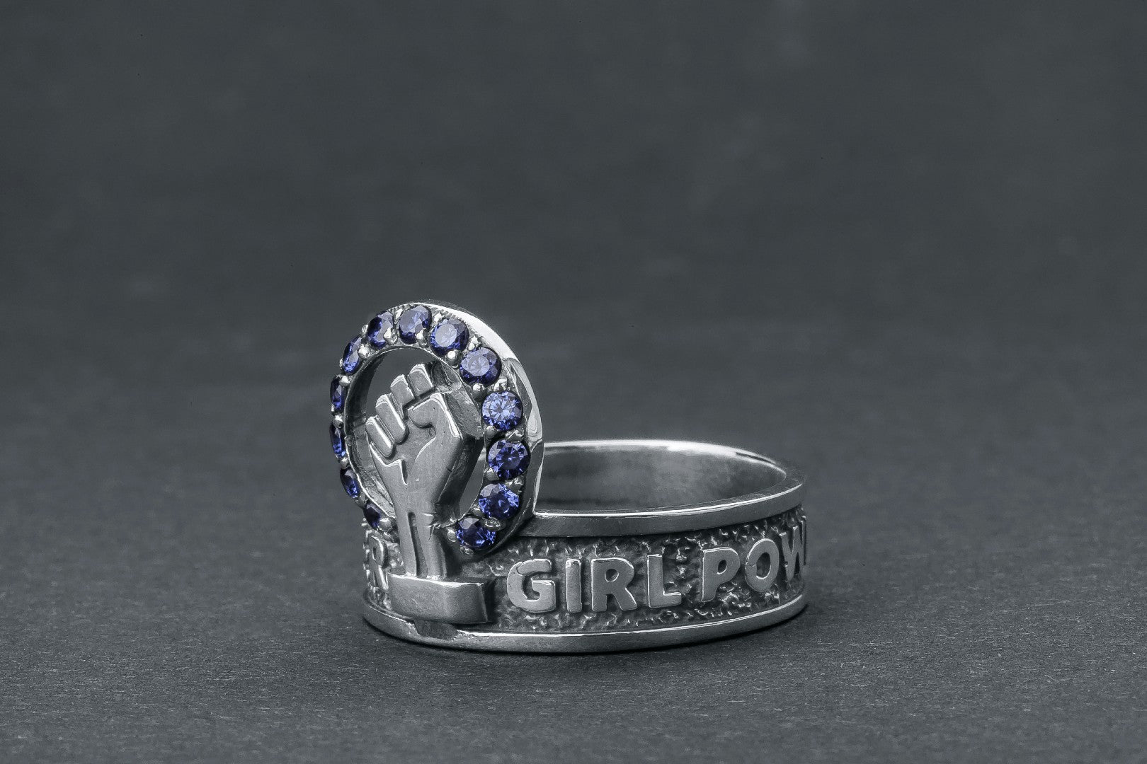 Girl Power Ring with Gems, 925 Silver - vikingworkshop