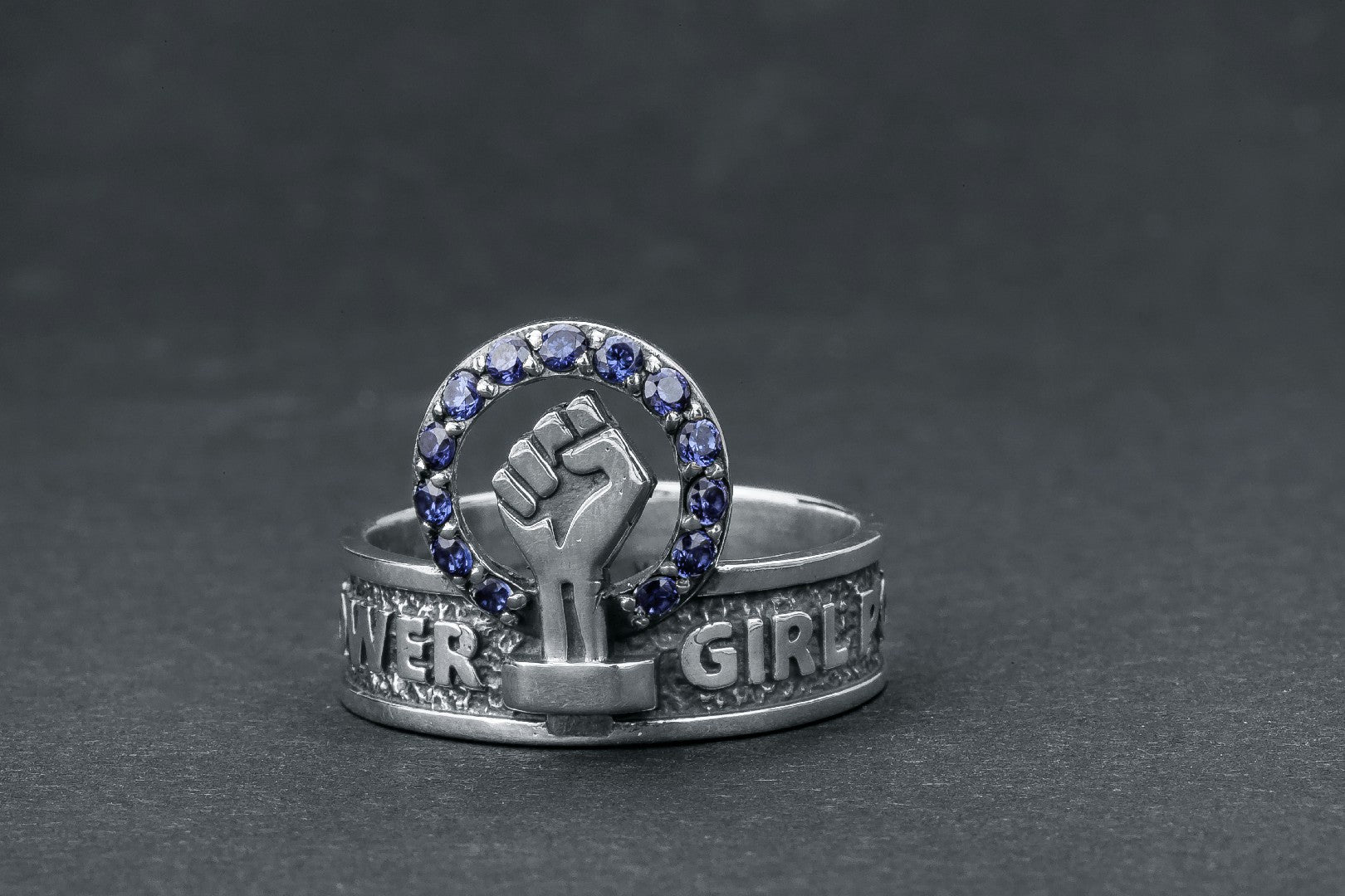 Girl Power Ring with Gems, 925 Silver - vikingworkshop