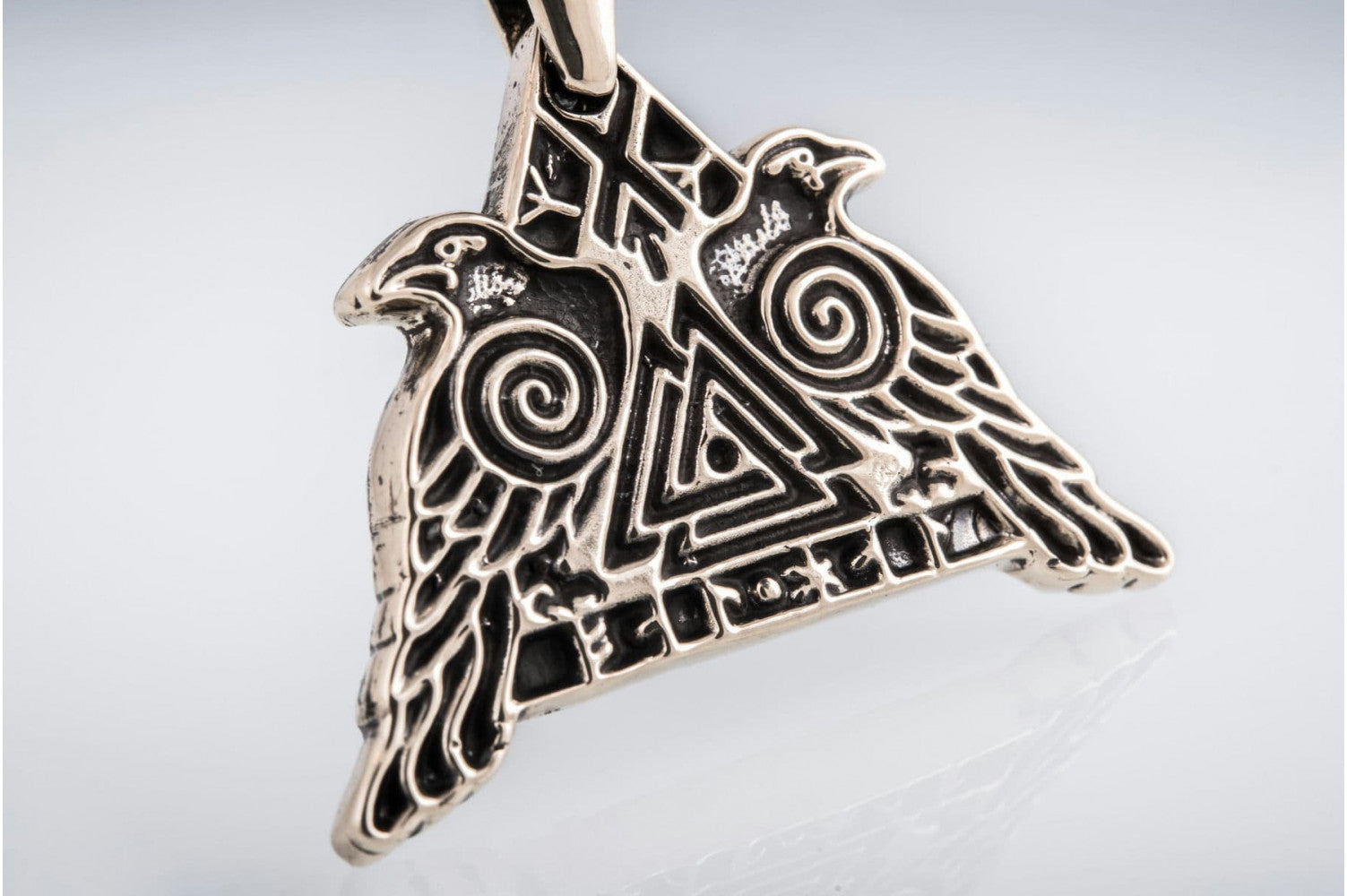 Huginn and Muninn Bronze Pendant Odin's Ravens Viking Amulet - vikingworkshop
