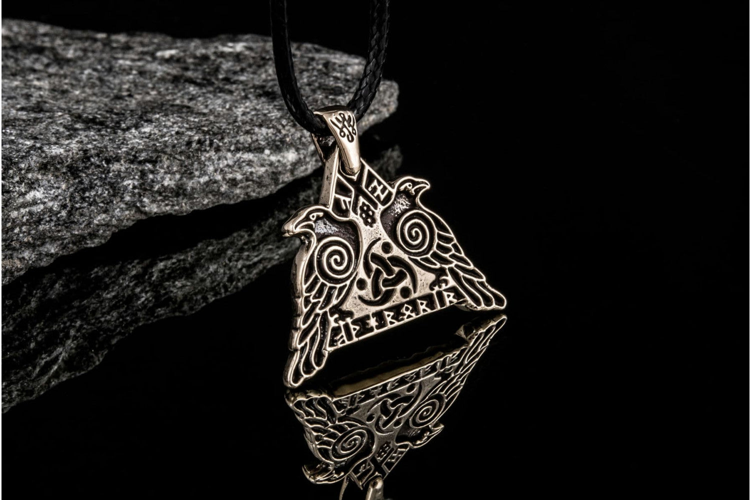 Huginn and Muninn Bronze Pendant Odin's Ravens Viking Amulet - vikingworkshop