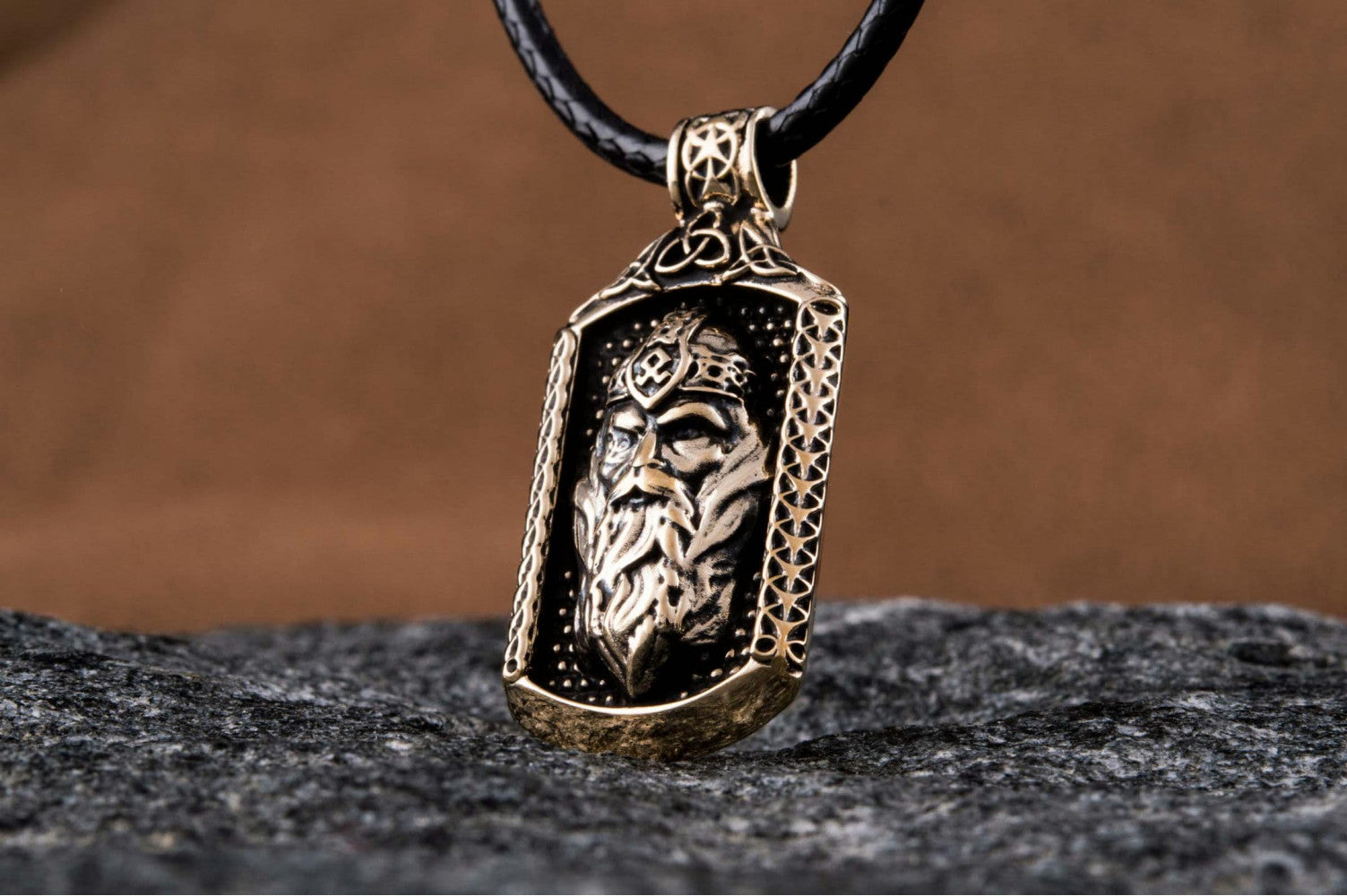 Odin Pendant with Viking Symbol Bronze Jewelry - vikingworkshop