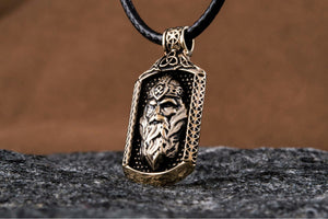 Odin Pendant with Viking Symbol Bronze Jewelry - vikingworkshop