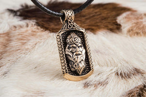 Odin Pendant with Viking Symbol Bronze Jewelry - vikingworkshop