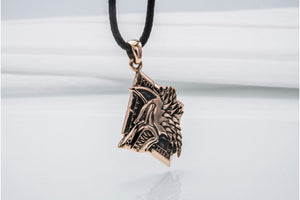 Handmade Pendant with Wolf Bronze Jewelry - vikingworkshop