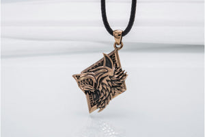 Handmade Pendant with Wolf Bronze Jewelry - vikingworkshop