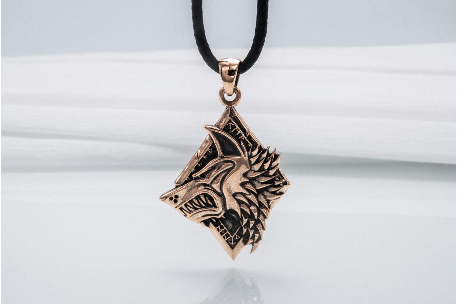 Handmade Pendant with Wolf Bronze Jewelry - vikingworkshop