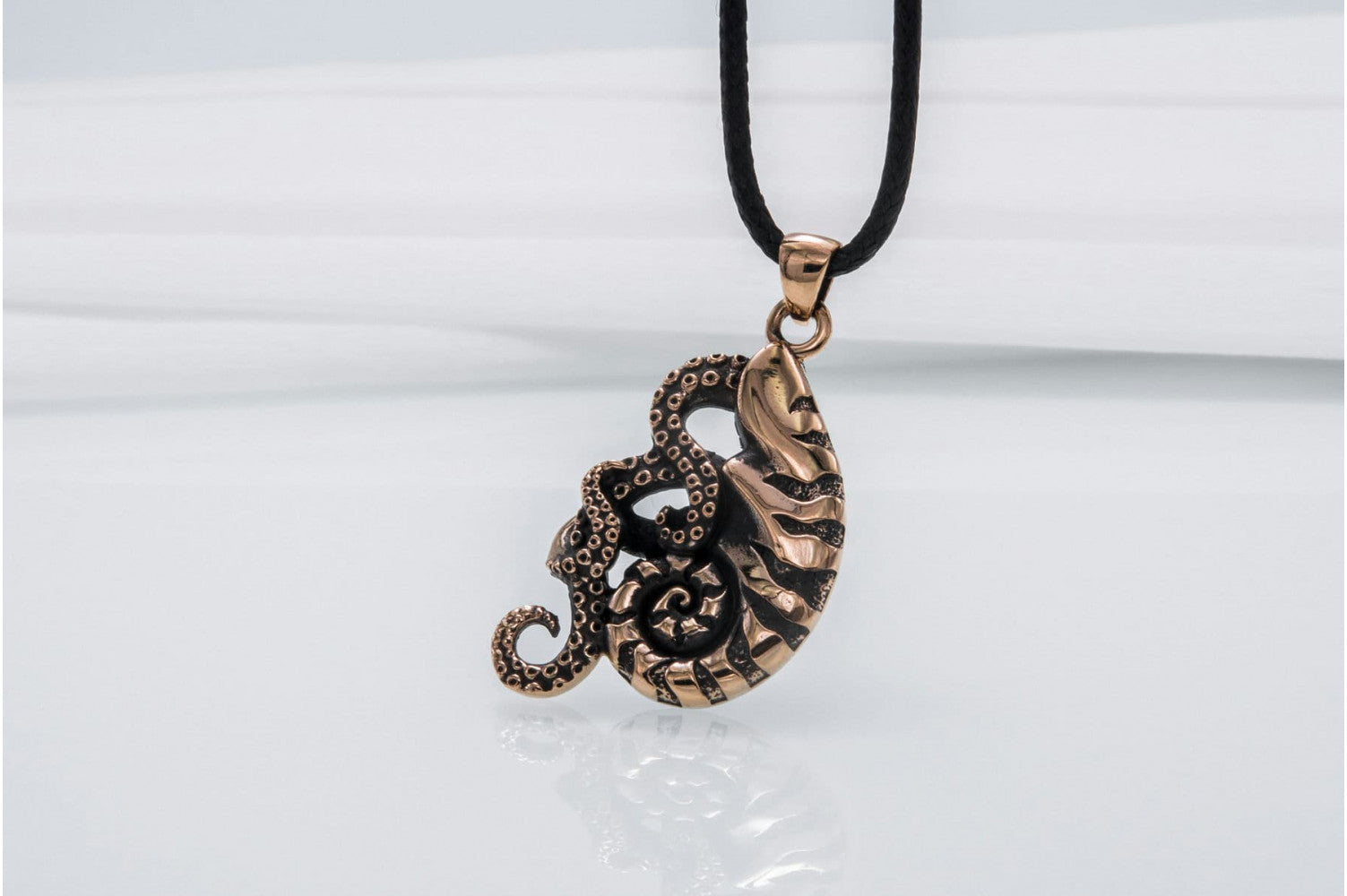 Octopus in Shell Pendant Bronze Jewelry - vikingworkshop