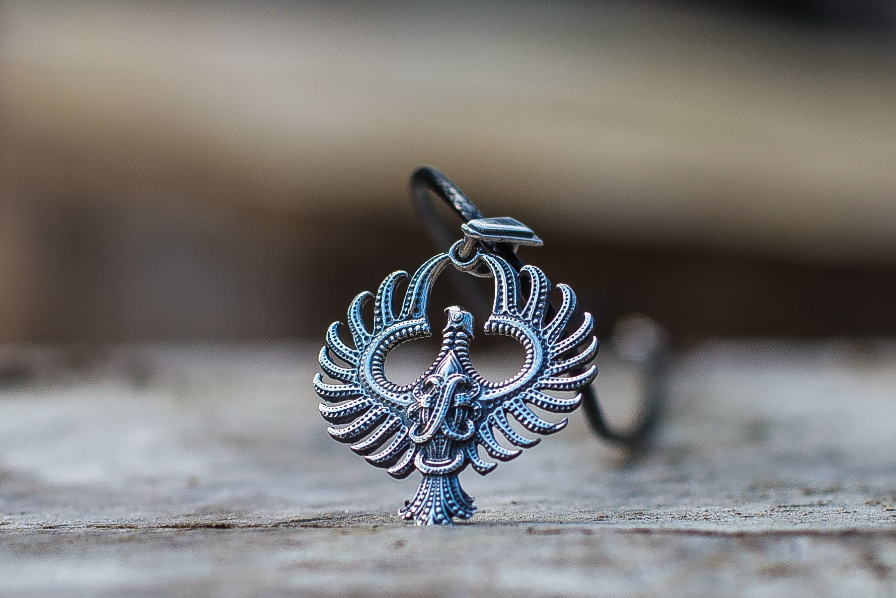 Firebird Phoenix Sterling Silver Pendant Pagan Jewelry - vikingworkshop