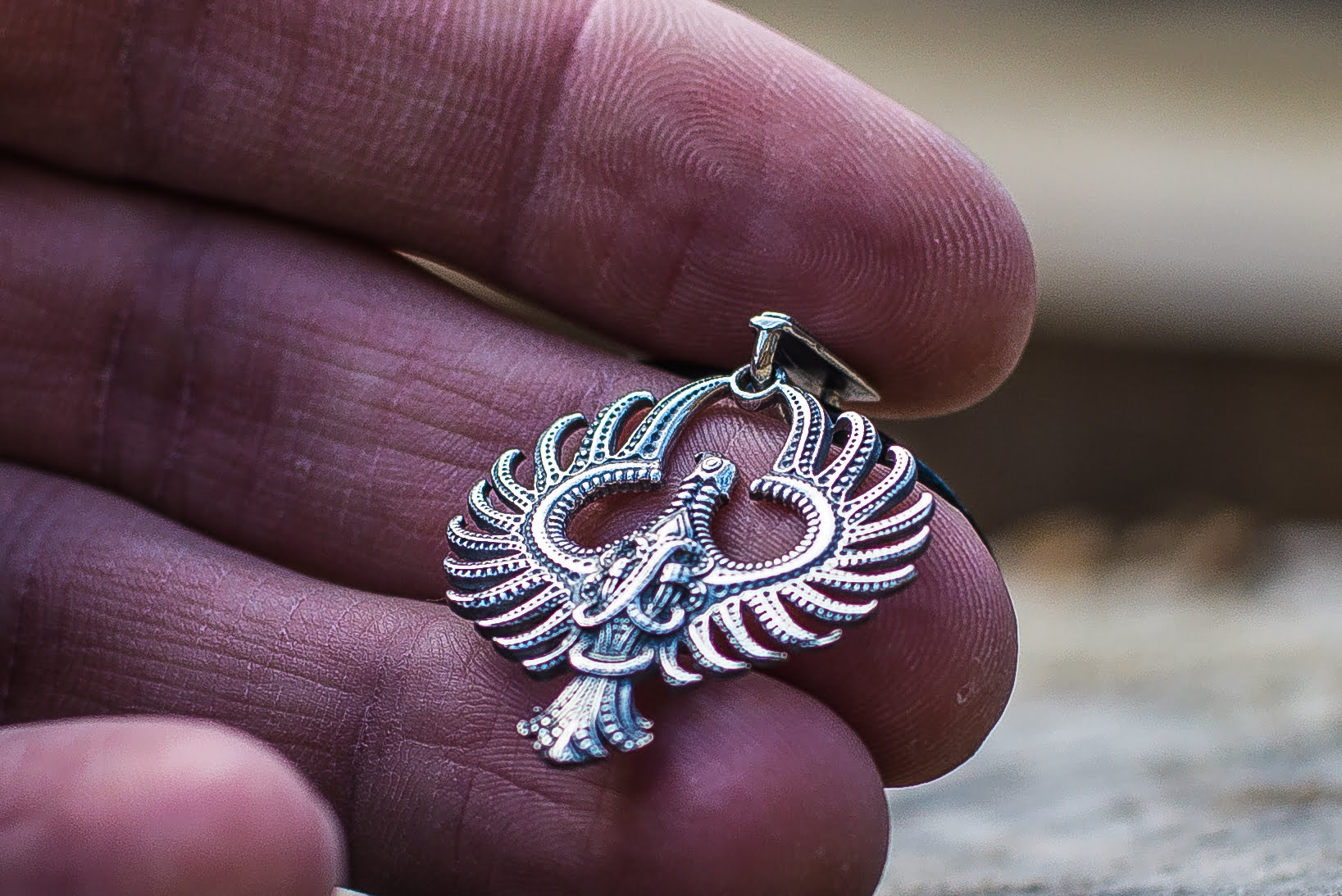 Firebird Phoenix Sterling Silver Pendant Pagan Jewelry - vikingworkshop