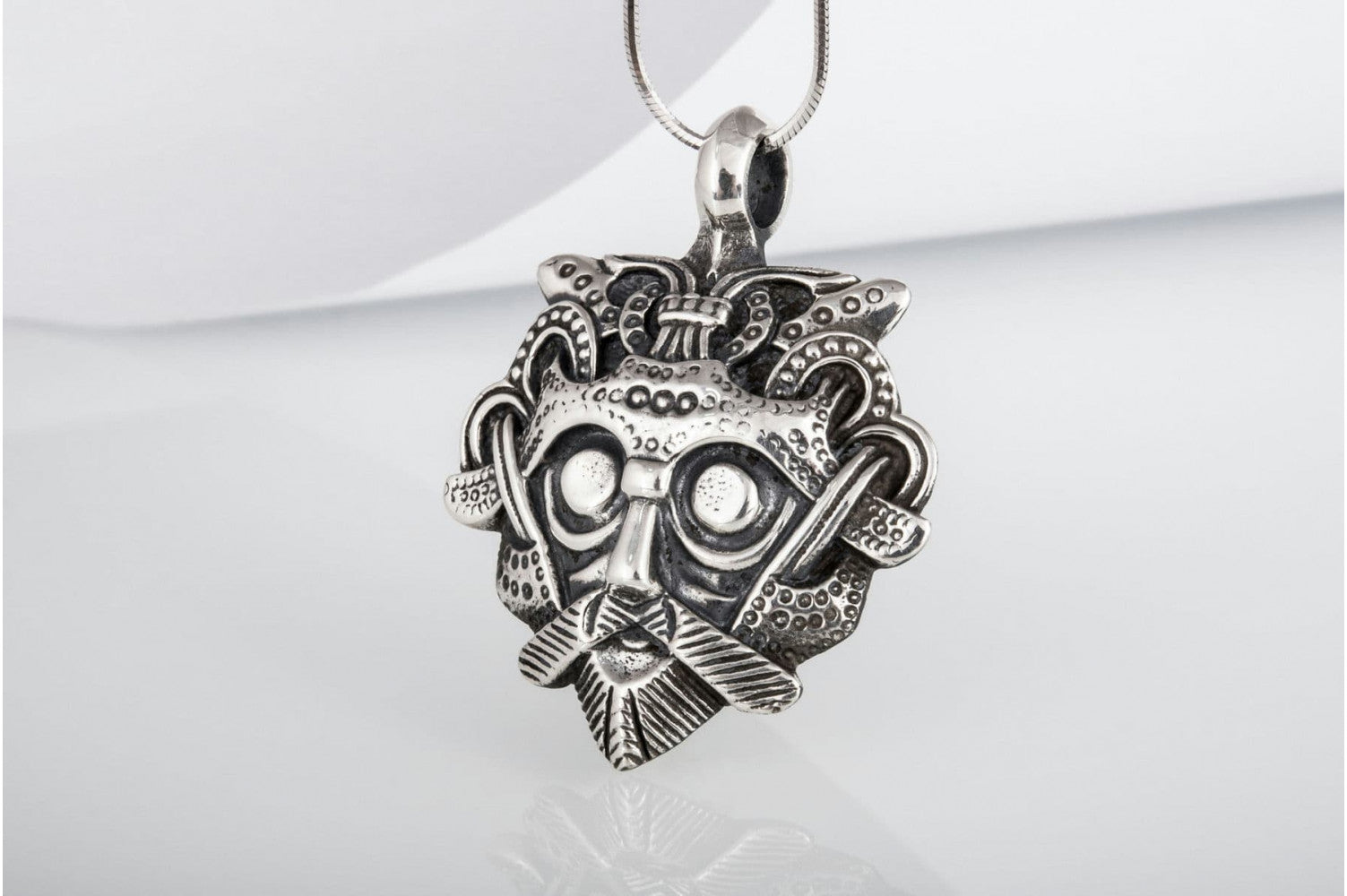 Mask from Gnezdovo Sterling Silver Pendant Viking Amulet - vikingworkshop