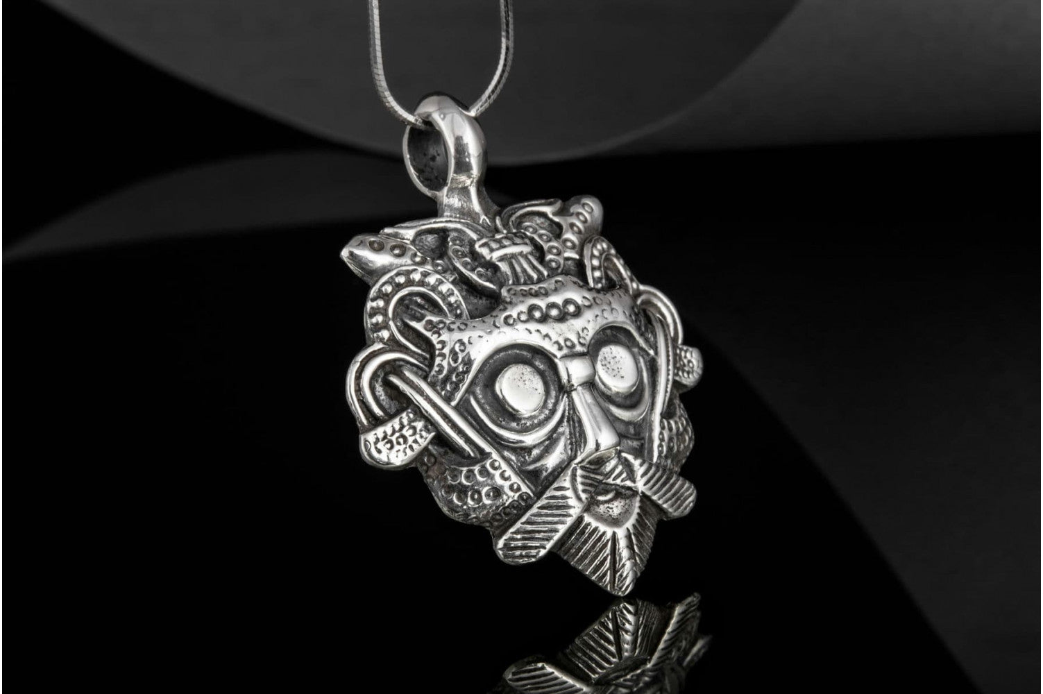 Mask from Gnezdovo Sterling Silver Pendant Viking Amulet - vikingworkshop