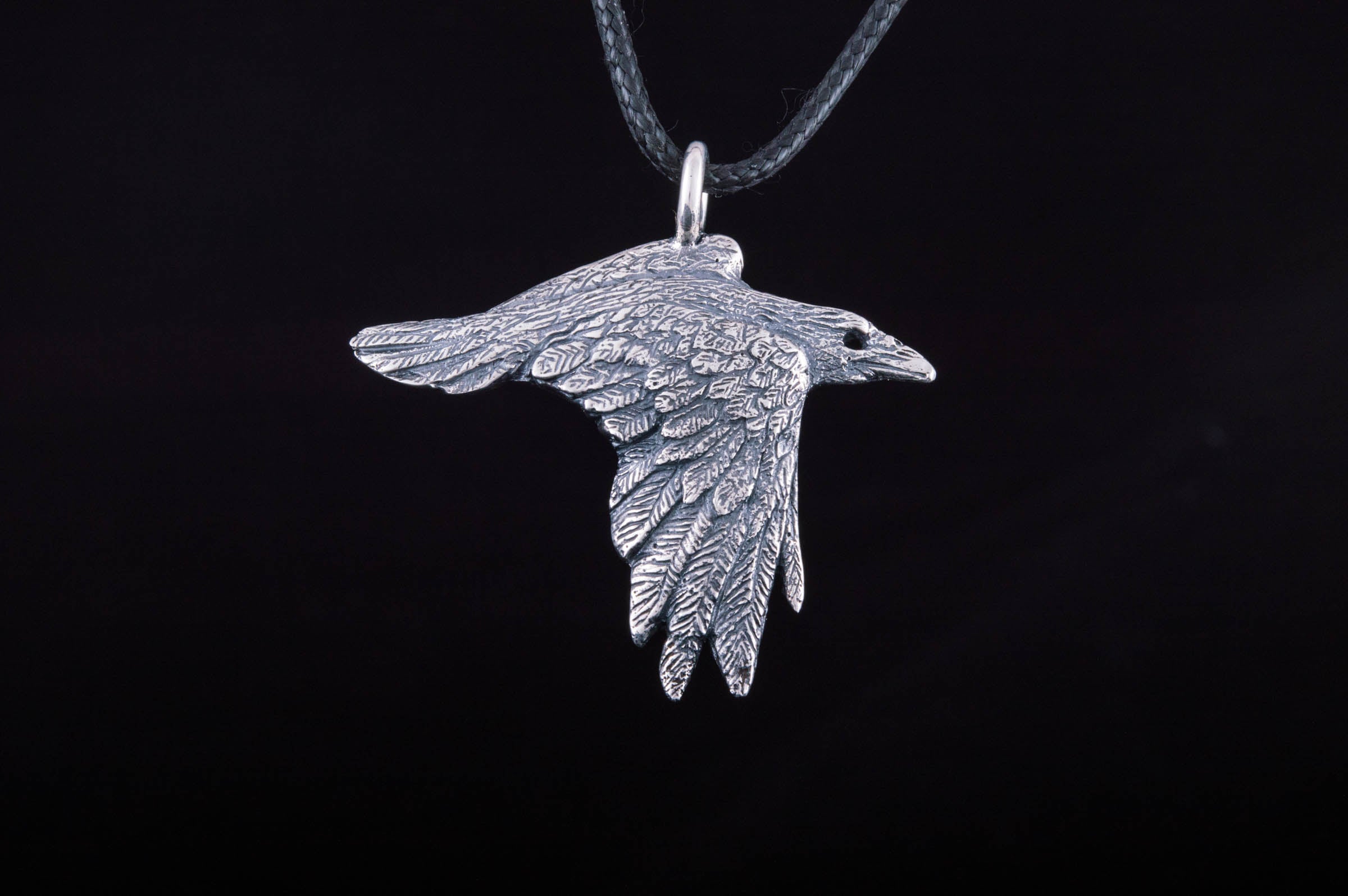 Raven Sterling Silver Pendant Viking Amulet