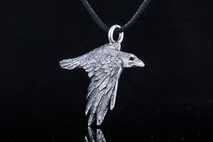 Raven Sterling Silver Pendant Viking Amulet - vikingworkshop