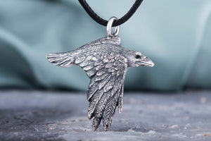 Raven Sterling Silver Pendant Viking Amulet - vikingworkshop