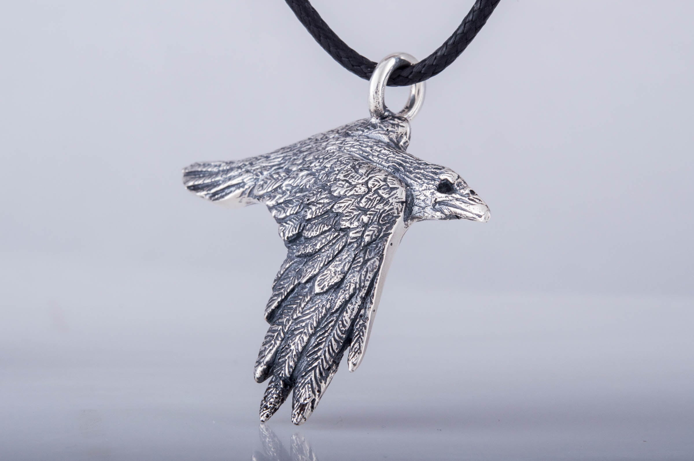 Raven Sterling Silver Pendant Viking Amulet - vikingworkshop