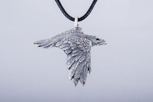 Raven Sterling Silver Pendant Viking Amulet - vikingworkshop