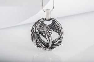 Raven Pendant Sterling Silver Viking Amulet - vikingworkshop