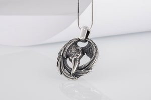 Raven Pendant Sterling Silver Viking Amulet - vikingworkshop