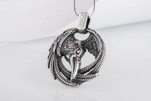 Raven Pendant Sterling Silver Viking Amulet - vikingworkshop