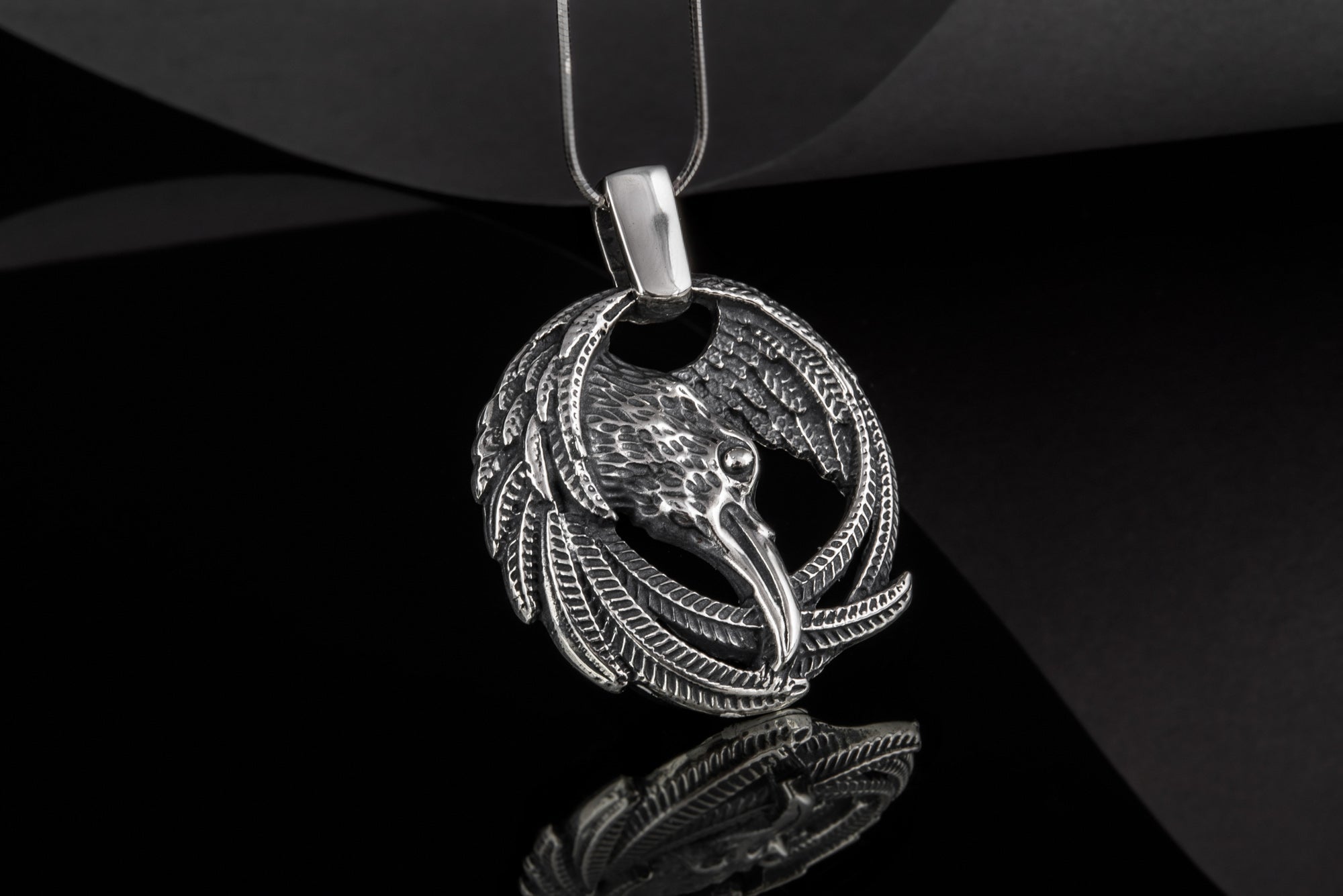 Raven Pendant Sterling Silver Viking Amulet - vikingworkshop