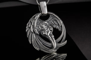 Raven Pendant Sterling Silver Viking Amulet - vikingworkshop