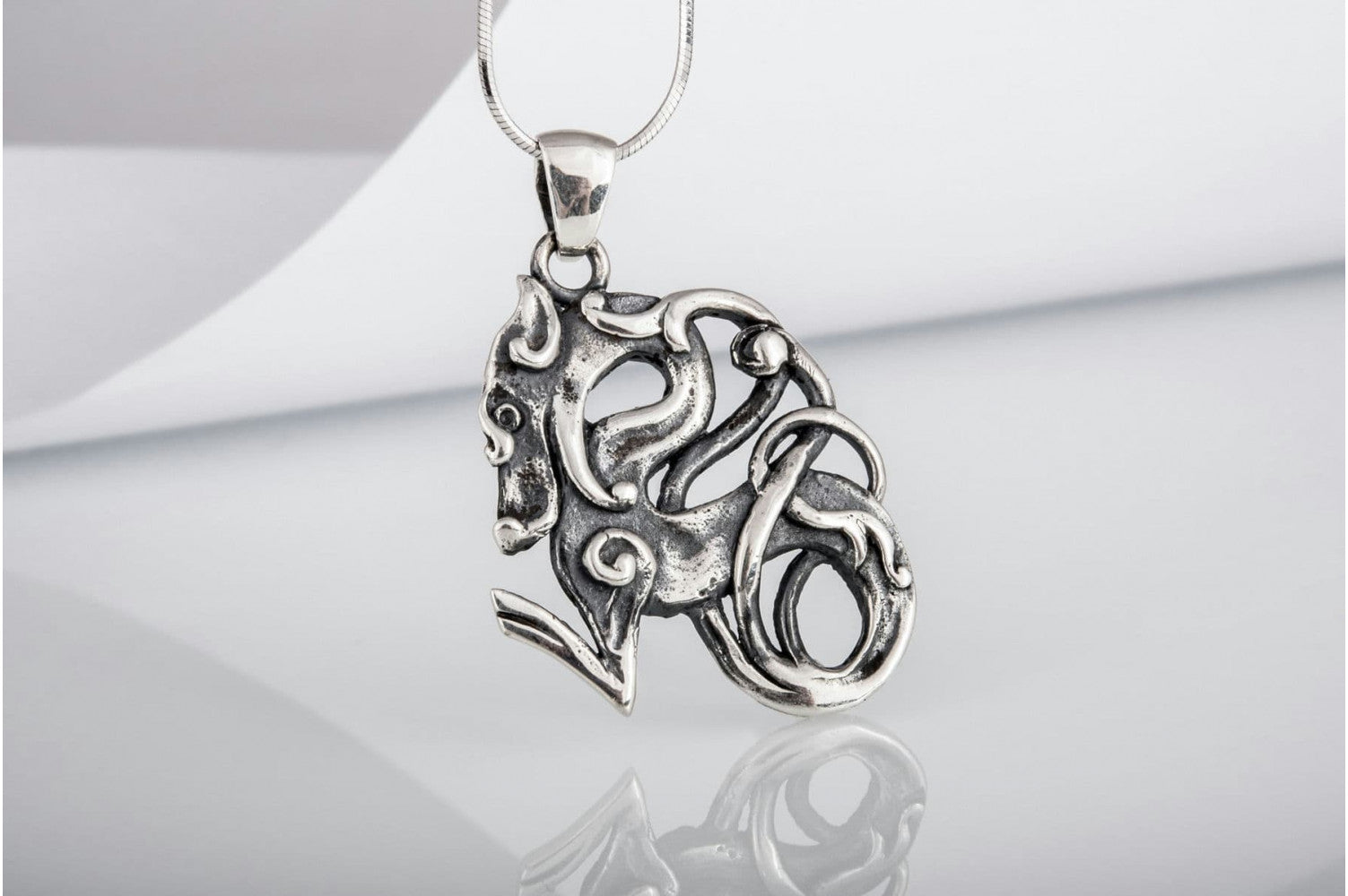 Celtic Wolf Ornament Sterling Silver Animal Pendant - vikingworkshop