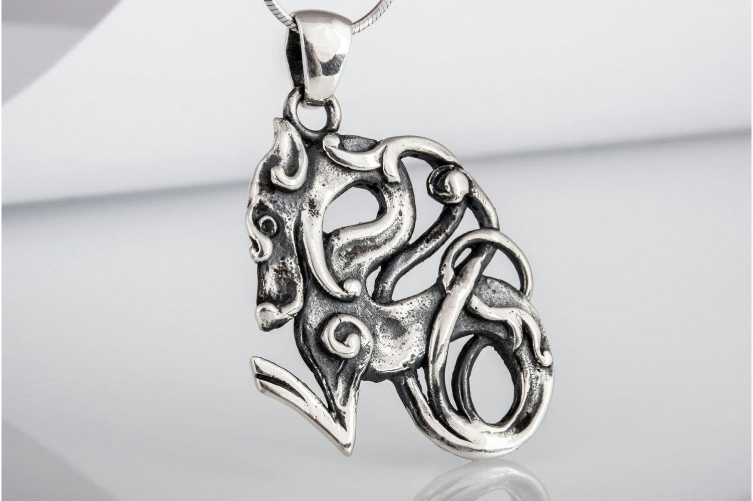 Celtic Wolf Ornament Sterling Silver Animal Pendant - vikingworkshop