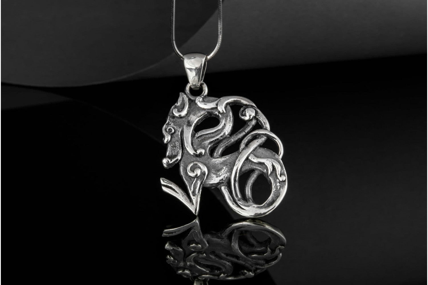 Celtic Wolf Ornament Sterling Silver Animal Pendant - vikingworkshop