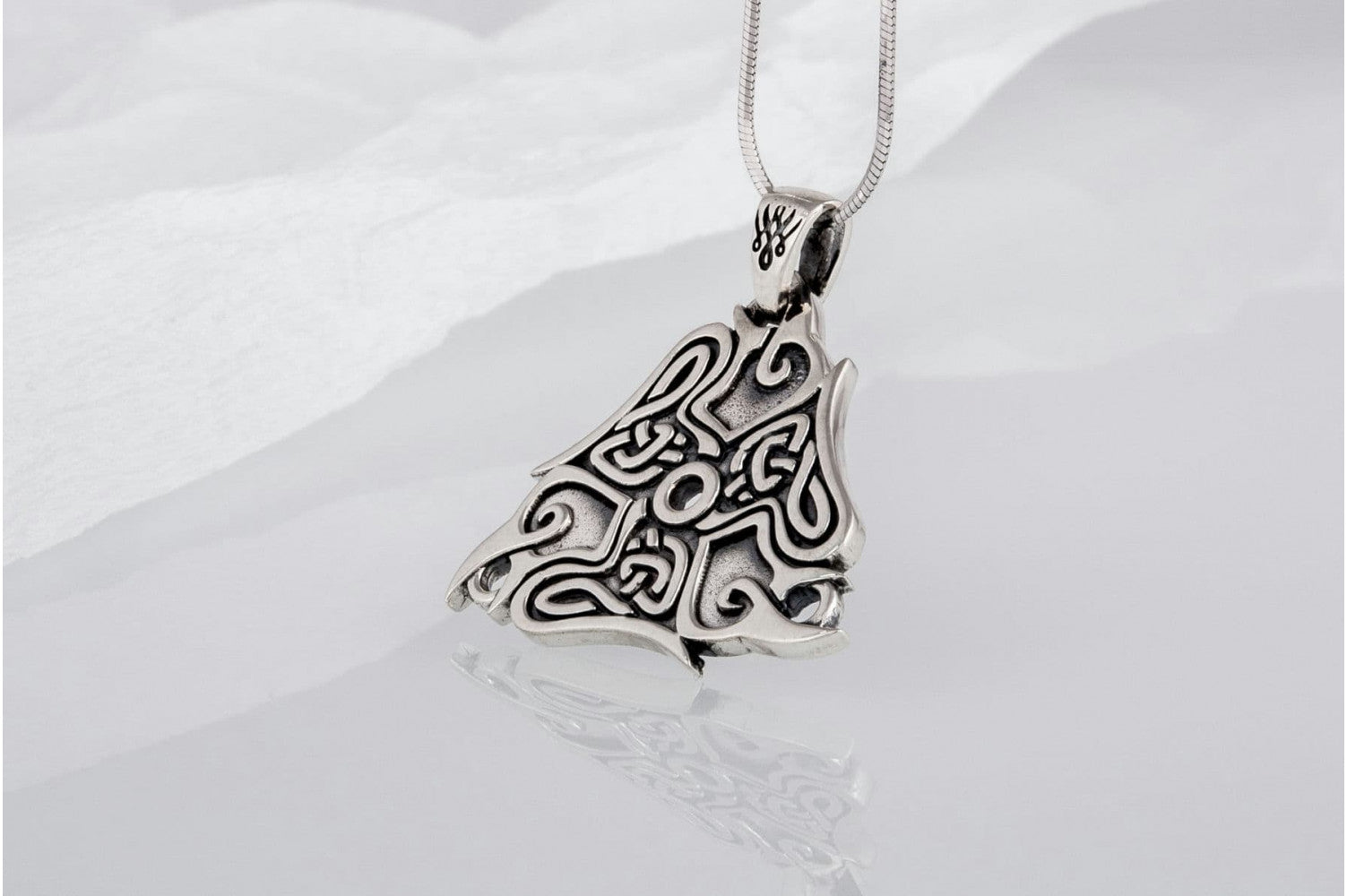 Raven Ornament Pendant Sterling Silver Viking Jewelry - vikingworkshop