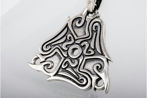 Raven Ornament Pendant Sterling Silver Viking Jewelry - vikingworkshop