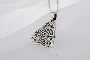 Raven Ornament Pendant Sterling Silver Viking Jewelry - vikingworkshop