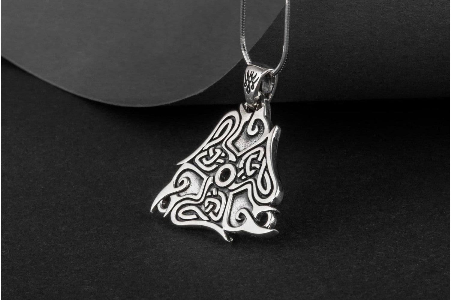 Raven Ornament Pendant Sterling Silver Viking Jewelry - vikingworkshop