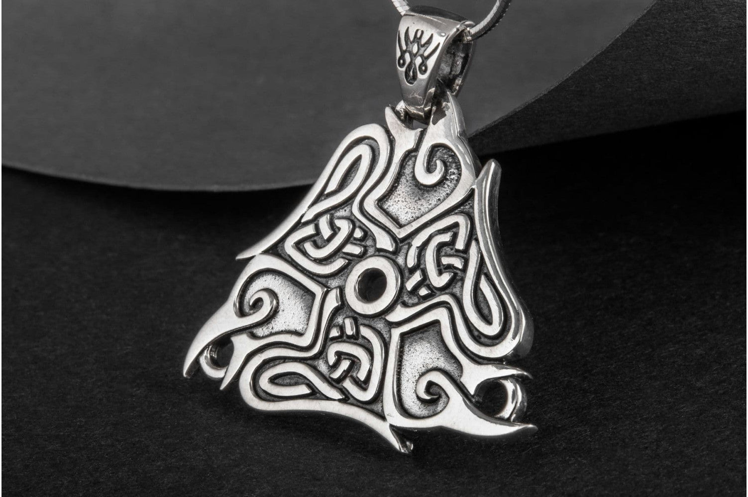 Raven Ornament Pendant Sterling Silver Viking Jewelry - vikingworkshop