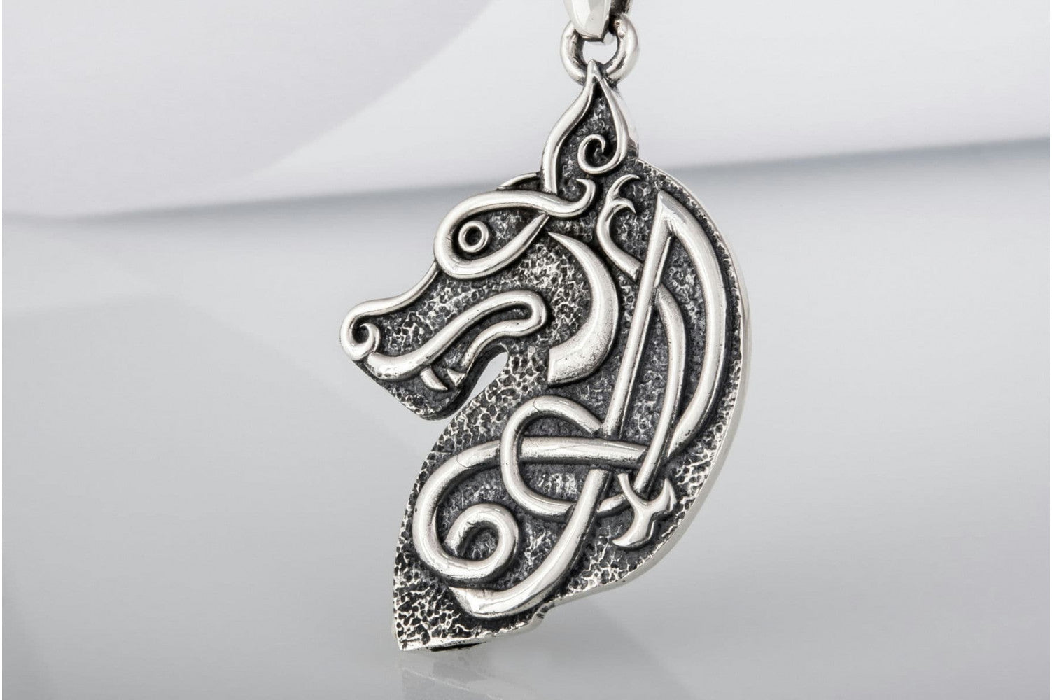 Celtic Wolf Sterling Silver Animal Pendant - vikingworkshop