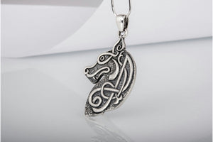 Celtic Wolf Sterling Silver Animal Pendant - vikingworkshop