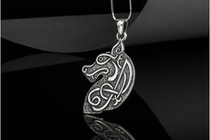 Celtic Wolf Sterling Silver Animal Pendant - vikingworkshop