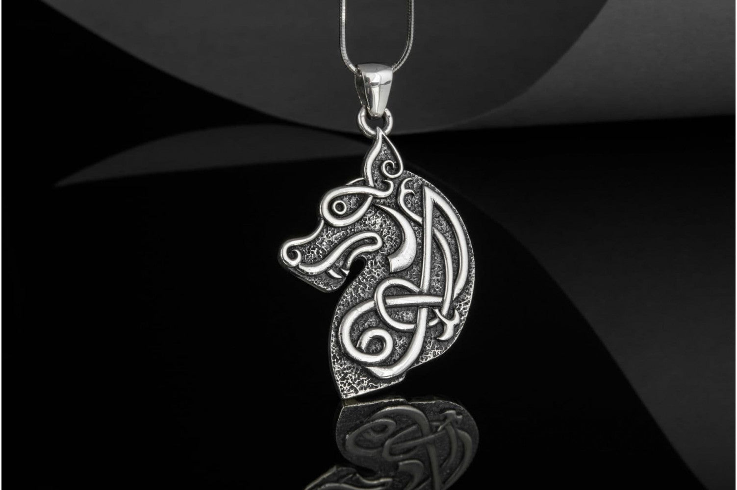 Celtic Wolf Sterling Silver Animal Pendant - vikingworkshop