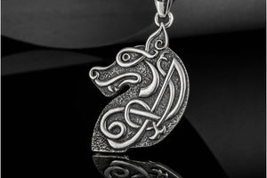 Celtic Wolf Sterling Silver Animal Pendant - vikingworkshop