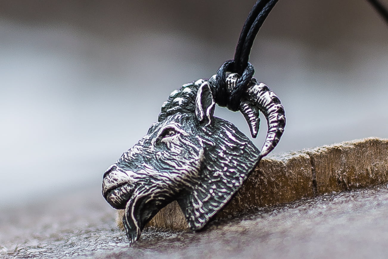 Goat Pendant Sterling Silver Unique Jewelry - vikingworkshop