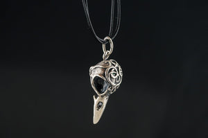 Raven Skull Sterling Silver Pagan Amulet - vikingworkshop